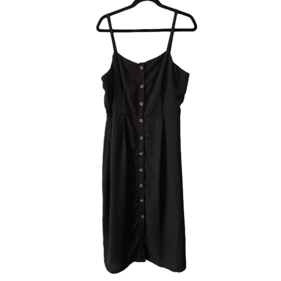 Bobeau Studio B Button front Minimalist Midi Black Dress Size XL - Picture 1 of 11